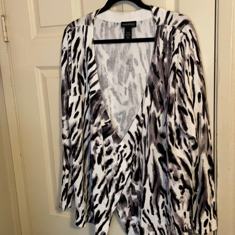 LANE BRYANT Lightweight Open Draped Cardigan Zebra Print sz 18/20